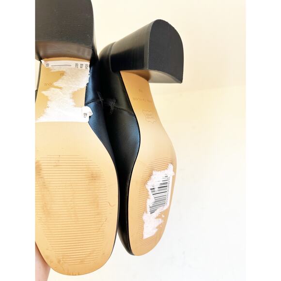 NWOB Ann Taylor black Leather Flare Heel Bootie 7 - Picture 6 of 7